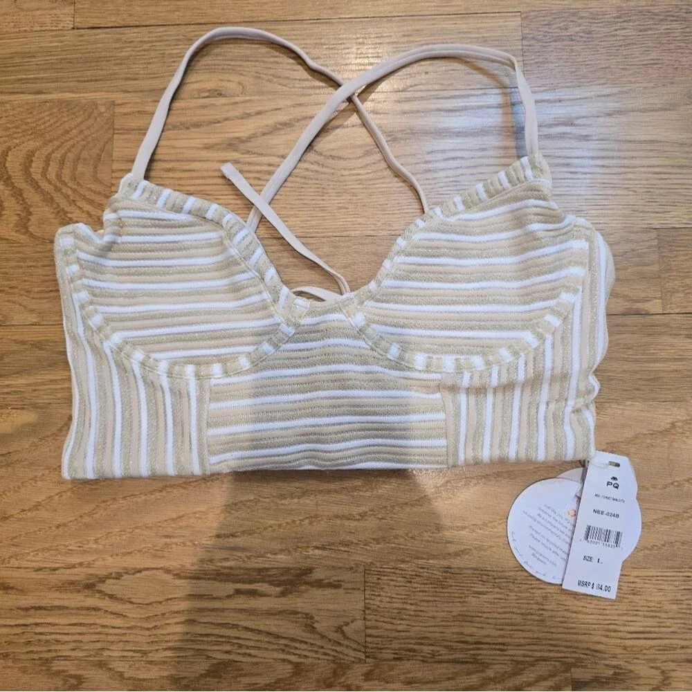 PQ Anthropologie New Earth Corset Bralette Bikini Top Sz Large